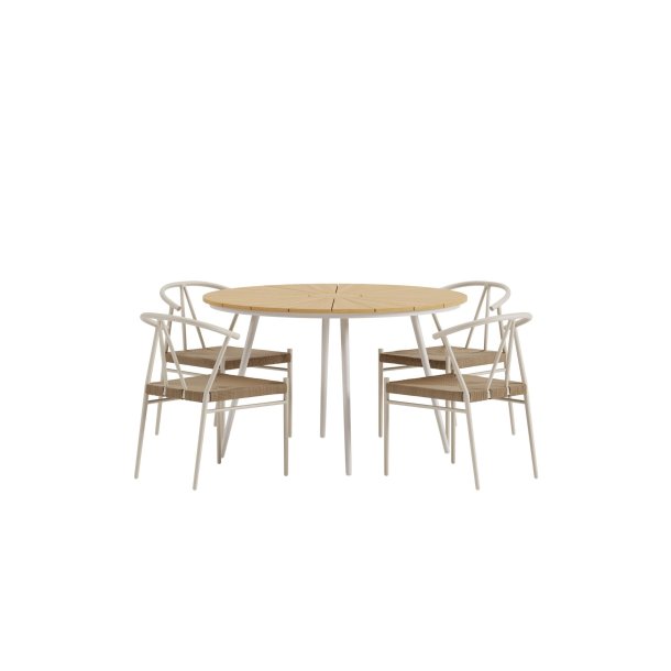 San Vito Gartenset Tisch �120 cm Natur 4 St�hle beige.