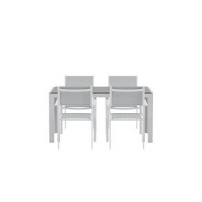 Break haves�t bord 90x150cm gr� 4 stole gr�.