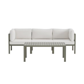 Copacabana Garten Lounge 3-Sitzer-Sofa und Couchtisch braun.