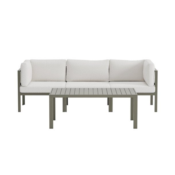 Copacabana Garten Lounge 3-Sitzer-Sofa und Couchtisch braun.