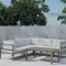 Copacabana Garten Lounge Ecksofa 3+2-Sitzer und Couchtisch braun.