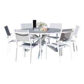 Parma set de jardin table 140x140cm 6 chaises Copacabana gris.