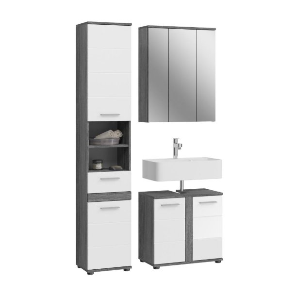 Blake Badmbelset B3 Wei hochglanz, grau.