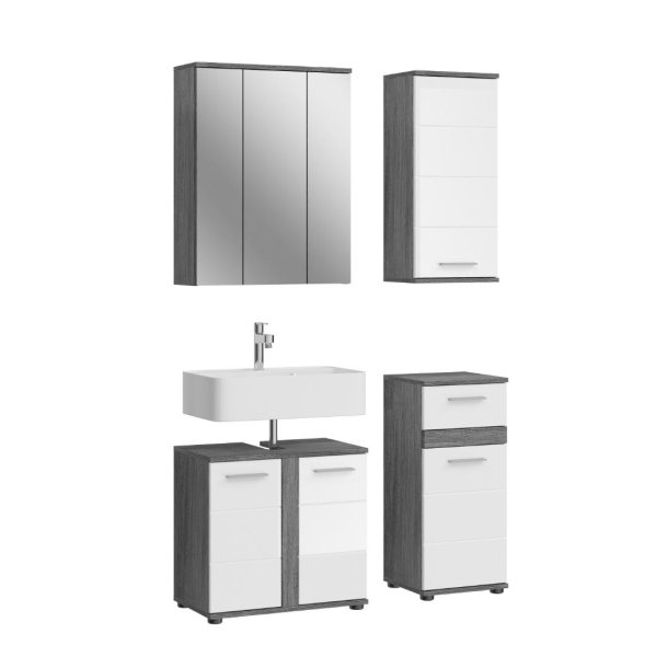 Blake Badmbelset B8 Wei hochglanz, grau.
