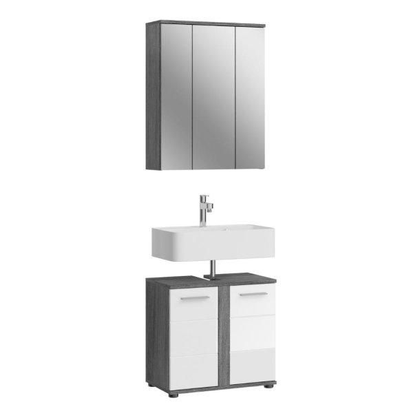 Blake Badmbelset B1 Wei hochglanz, grau.