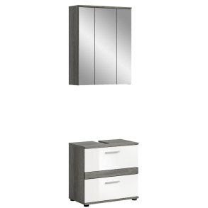 Blake Badmbelset B2 Wei hochglanz, grau.