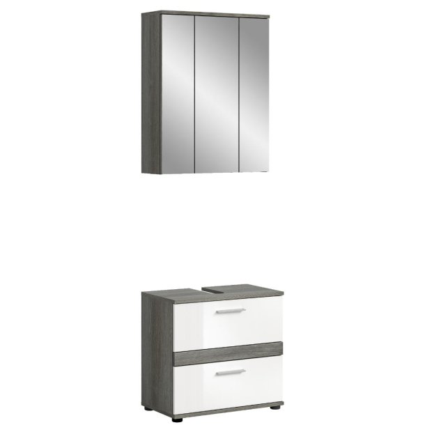 Blake Badmbelset B2 Wei hochglanz, grau.