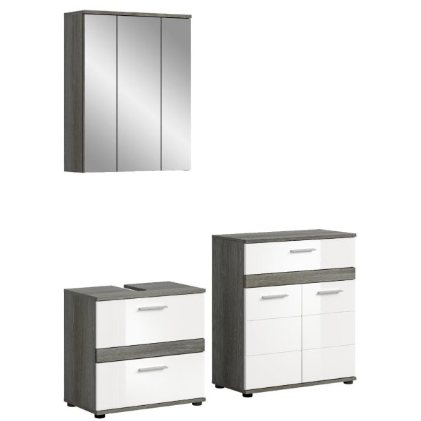 Blake Badmbelset B6 Wei hochglanz, grau.