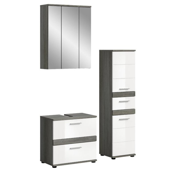 Blake Badmbelset B5 Wei hochglanz, grau.