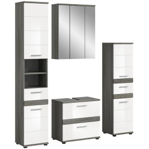 Blake Badmbelset B4 Wei hochglanz, grau.