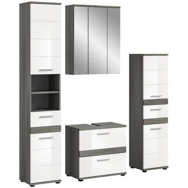 Blake Badmbelset B4 Wei hochglanz, grau.