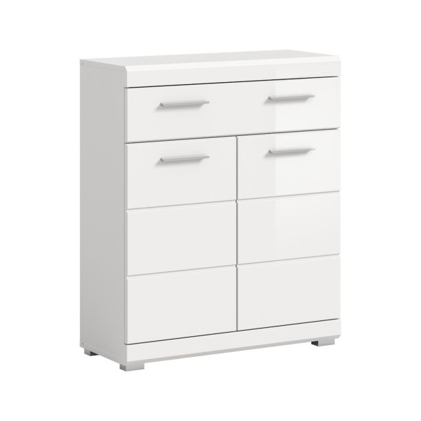 Scout Badschrank 2 Tren, 1 Schublade Wei hochglanz, wei.