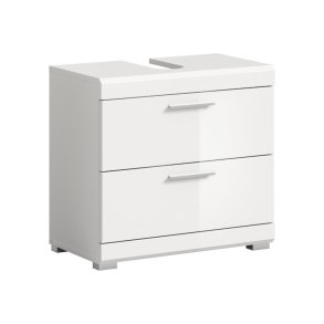 Scout Waschbeckenunterschrank 2 Tren, 2 Schubladen, 2 Regale Wei hochglanz, wei.