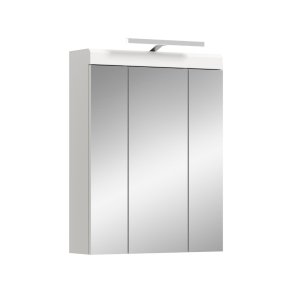 Scout Spiegelschrank Bad Inkl. Beleuchtung 2 Tren, 3 Spiegeltren, 3 Regale Wei hochglanz, wei.