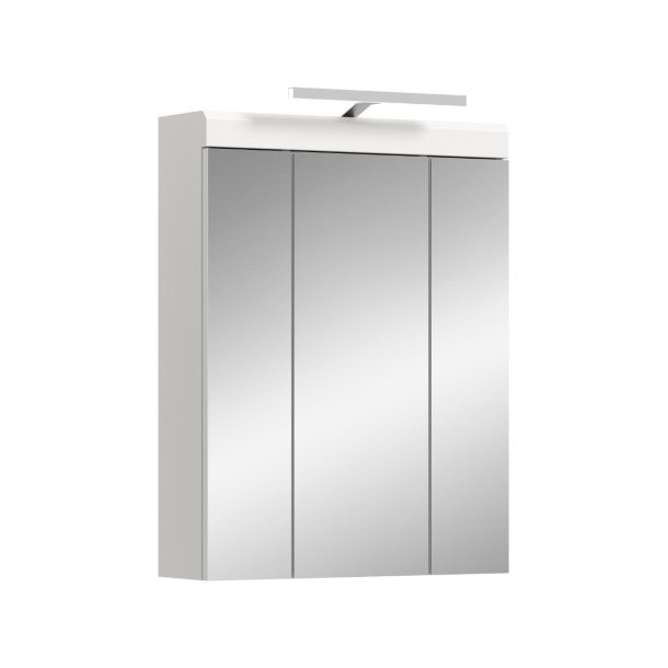Scout Spiegelschrank Bad Inkl. Beleuchtung 2 Tren, 3 Spiegeltren, 3 Regale Wei hochglanz, wei.