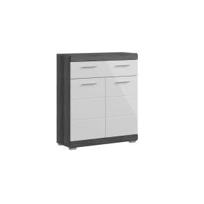 Scout Badschrank 2 Tren, 1 Schublade Hochglanz wei,rauchfarbenen.