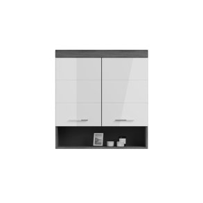 Scout Badschrank wandhngend 2 Tren, 1 Ablage Hochglanz wei,rauchfarbenen.