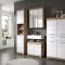 Wave Hochschrank Bad 2 Tren, 2 Regale Wei hochglanz, Eiche Dekor.