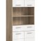 Lambada Hochschrank Bad 4 Tren, 1 Schublade, 2 Regale Wei hochglanz, Eiche Dekor.