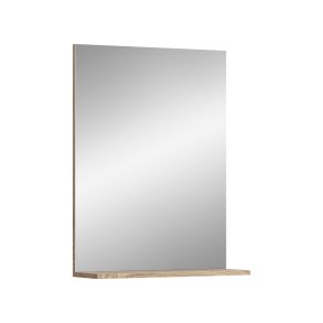 Lambada lustro do kąpieli 1 drzwi, 1 półka biały połysk, dąb dekor.