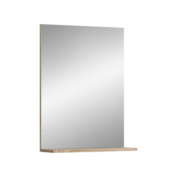 Lambada lustro do kąpieli 1 drzwi, 1 półka biały połysk, dąb dekor.