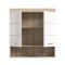 Lambada Badschrank Wandhngend 2 Tren, 3 Spiegeltren, 1 Regal Wei hochglanz, Eiche Dekor.