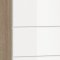 Lambada Badschrank Wandhngend 2 Tren, 3 Spiegeltren, 1 Regal Wei hochglanz, Eiche Dekor.