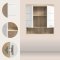 Lambada Badschrank Wandhngend 2 Tren, 3 Spiegeltren, 1 Regal Wei hochglanz, Eiche Dekor.