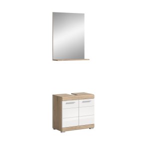 Lambada Badmbelset L5 Wei hochglanz, Eiche Dekor.