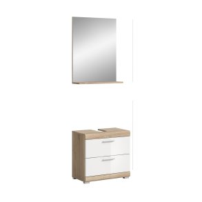 Lambada Badmbelset L6 Wei hochglanz, Eiche Dekor.