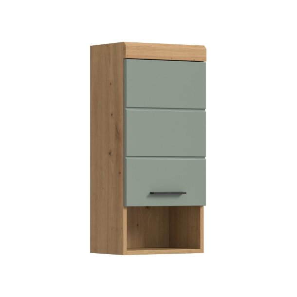 Scout Badschrank Wandhngend 1 Tr, 1 Regal Salbeidekor, Eiche Dekor.
