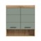 Scout Badschrank Wandhngend 2 Tren, 3 Spiegeltren, 1 Regal Salbeidekor, Eiche Dekor.