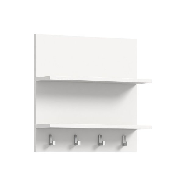 ProjektX Wandgarderobe 4 Haken 2 Regale wei Hochglanz.