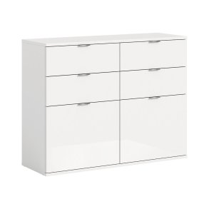 ProjektX Schuhschrank 4 Schubladen 2 Klapptren wei Hochglanz.