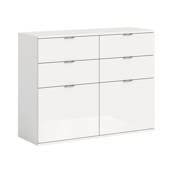 ProjektX Schuhschrank 4 Schubladen 2 Klapptren wei Hochglanz.