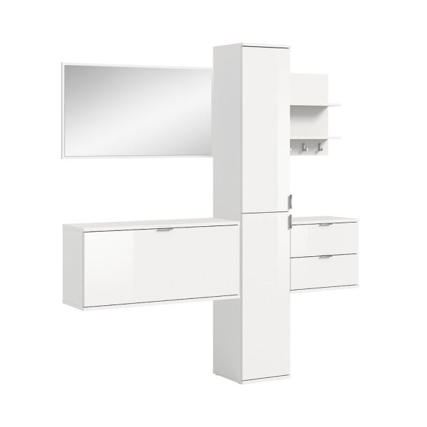 ProjektX Garderobenm�bel Set 5 Teile wei� Hochglanz.
