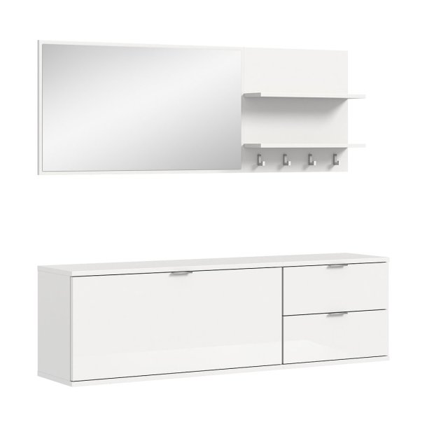 ProjektX garderobe oppstilling 4 deler hvit hyglans.