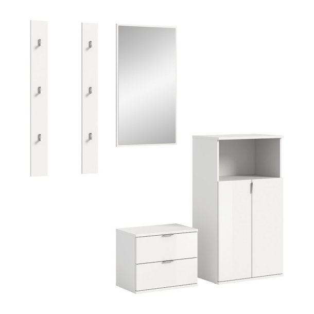 ProjektX Garderobenm�bel Set 4 Teile wei� Hochglanz.