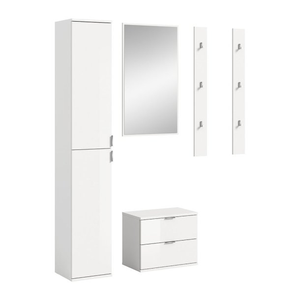 ProjektX Garderobenm�bel Set 4 Teile wei� Hochglanz.
