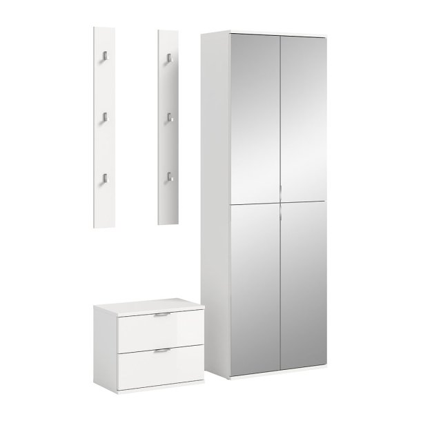 ProjektX Garderobenm�bel Set 4 Teile wei� Hochglanz.