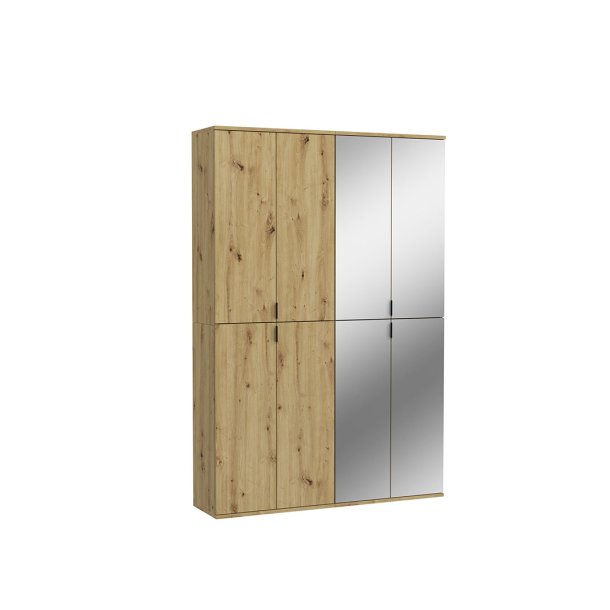 ProjektX Kleiderschrank 4+4-trig 8 Tren Eiche Dekor, Spiegel.