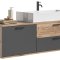Mason Waschbeckenunterschrank 140cm 1 Tür, 2 Schubladen grau,Eiche dekor.