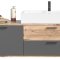 Mason Waschbeckenunterschrank 140cm 1 Tür, 2 Schubladen grau,Eiche dekor.