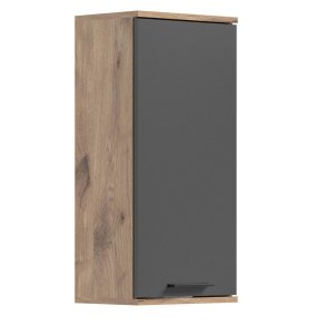 Mason Badschrank wandhängend 1 Tür grau,Eiche dekor.