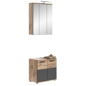 Mason zestaw mebli łazienkowych M5 w tym oświetlenie szary, dąb dekor.