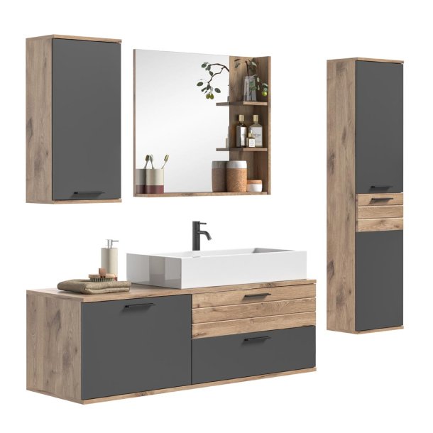 Mason Badm�belset 192cm Eiche dekor,grau.