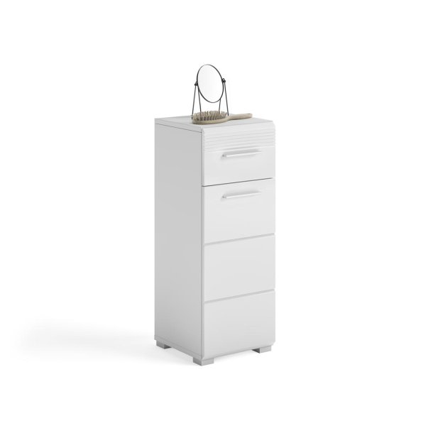Linus Badschrank 1 Tr, 1 Schublade Hochglanz wei,wei.