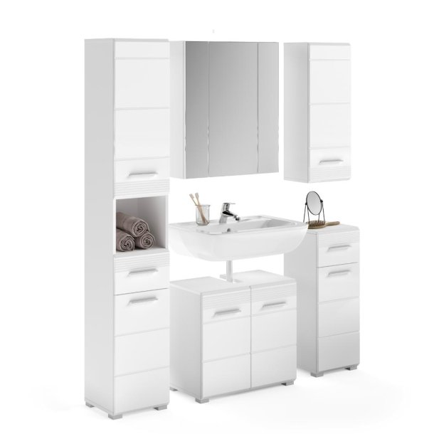 Linus Badmbelset L7 Wei hochglanz, wei.