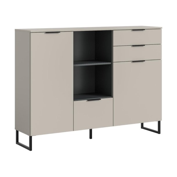 Noida Sideboard 2 Tren, 1 Klappentr, 2 Schubladen, 2 Regale Kaschmir Dekor.