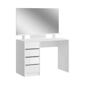 Emma sminkebord 4 skuffer 1 hylle, med speil hvit hyglans.